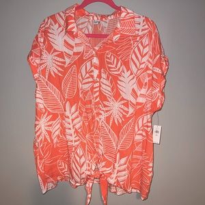 Pink Floral Print Tie hem